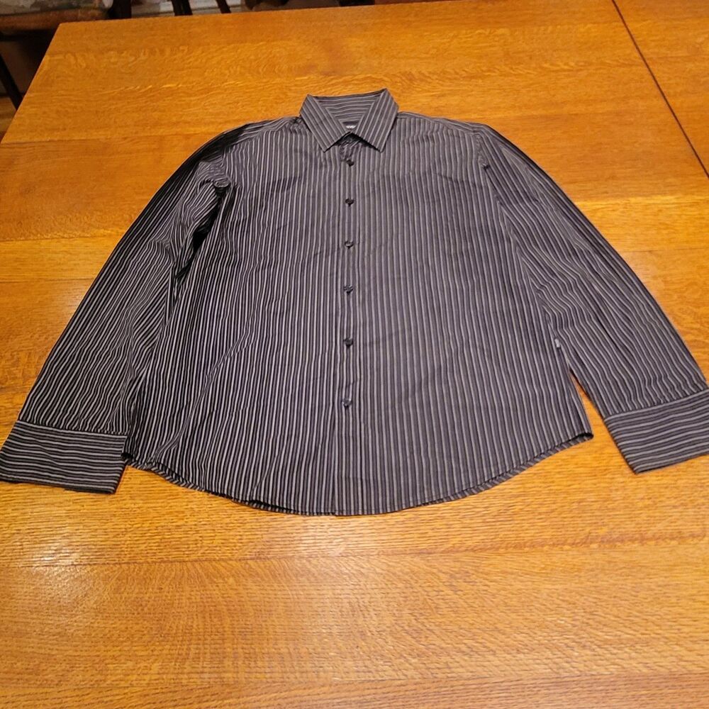 Boss Hugo Boss Slim Fit Button Down Shirt Black Striped